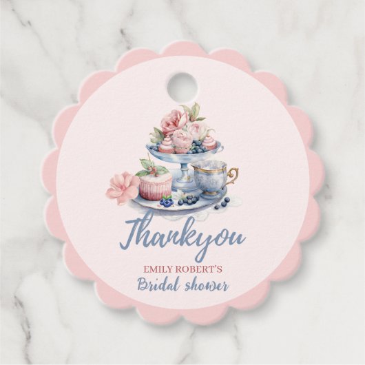 Étiquettes Cadeau Fête de thé vintage rose vif (Devant)