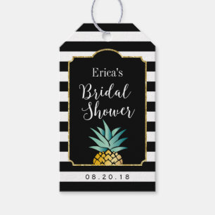 Étiquettes-cadeau Fête des mariées Ananas Tropical Stripes Modernes