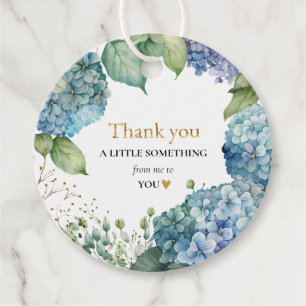 Étiquettes Cadeau Fête des mariées Blue Hydrangeas Merci