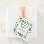 Étiquettes Cadeau Fête des mariées Blue Hydrangeas Merci (En situation)