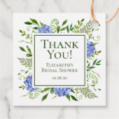 Étiquettes Cadeau Fête des mariées Blue Hydrangeas Merci (Dos)