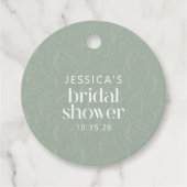 Étiquettes Cadeau Fête des mariées Botanique Rustique Vert Sage (Devant)