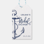 Étiquettes-cadeau Fête des mariées d'Ancres nautiques blanc (Devant)