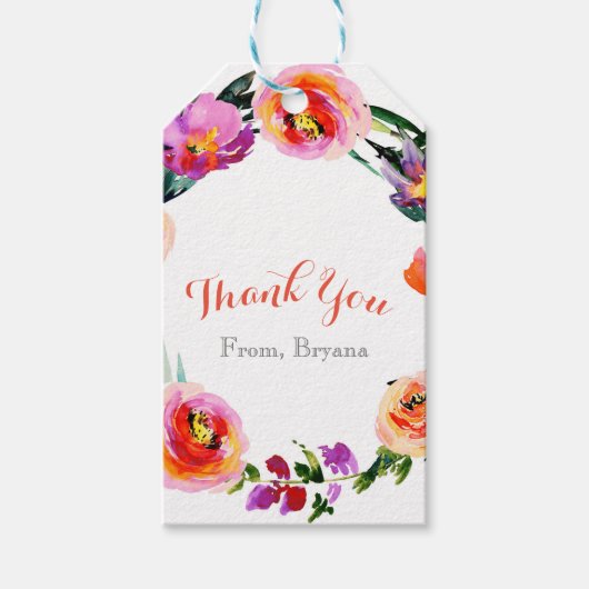 Étiquettes-cadeau Fête des mariées d'aquarelle brillante de couronne (Devant)