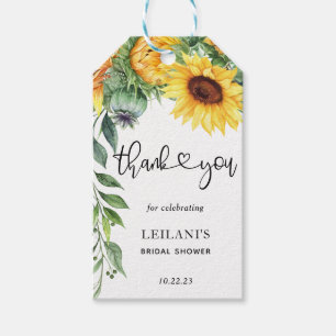 Étiquettes-cadeau Fête des mariées d'aquarelle de tournesol