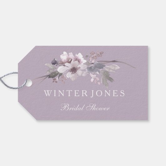 Étiquettes-cadeau Fête des mariées d'aquarelle florale violet Favori (Dos (Horizontal))