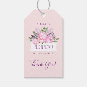 Étiquettes-cadeau Fête des mariées d'aquarelle Pink Peonies