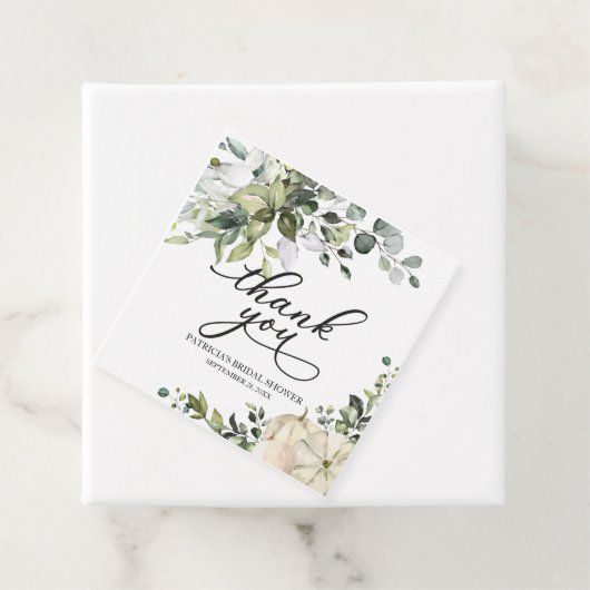 Étiquettes Cadeau Fête des mariées d'automne Citrouille verdoyante (En situation)