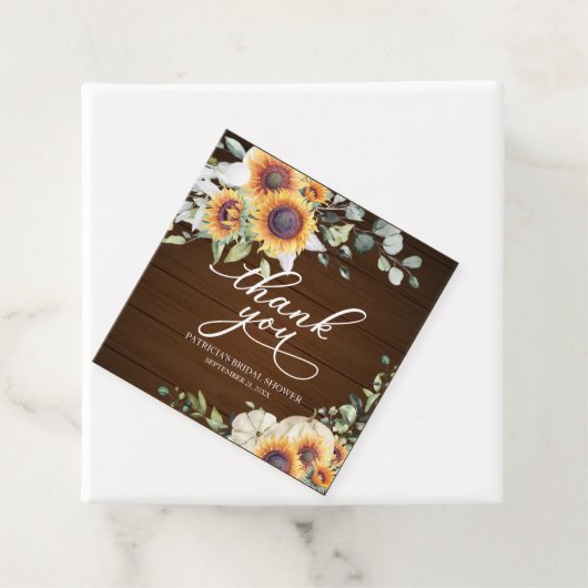 Étiquettes Cadeau Fête des mariées d'automne du Citrouille Sunflower (En situation)