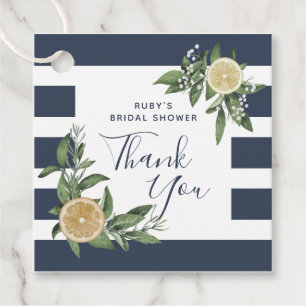 Étiquettes Cadeau Fête des mariées de citron bleu marine