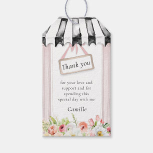 Étiquettes-cadeau Fête des mariées de Jardin Floral rose et noir