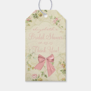 Étiquettes-cadeau Fête des mariées de la broche à fleurs vintages