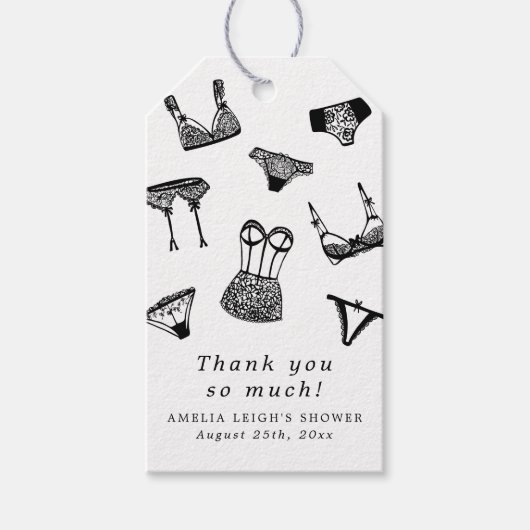 Étiquettes-cadeau Fête des mariées de lingerie de script de pinceau (Devant)