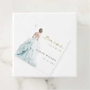 Étiquettes Cadeau Fête des mariées de Mariage Aqua bleu Watercolor