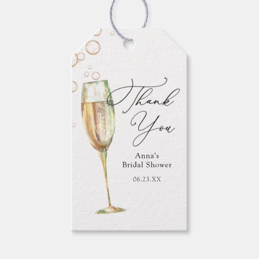 Étiquettes-cadeau Fête des mariées de Merci Bubbly simple (Devant)