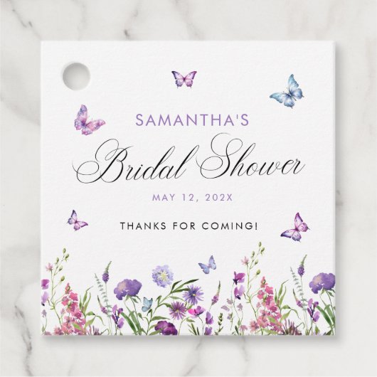 Étiquettes Cadeau Fête des mariées de Merci de papillons moderne (Devant)