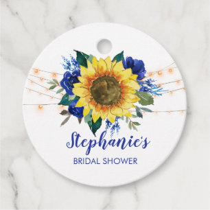 Étiquettes Cadeau Fête des mariées de Merci floral bleu tournesol