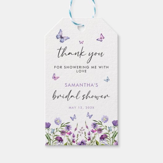 Étiquettes-cadeau Fête des mariées de papillons moderne Affiche de b (Devant)