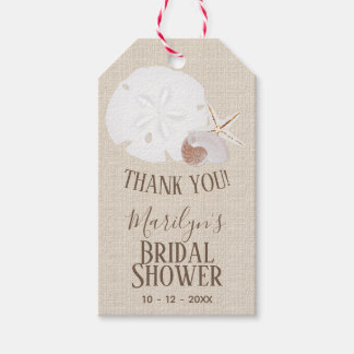 Étiquettes-cadeau Fête des mariées de plage de Seashells