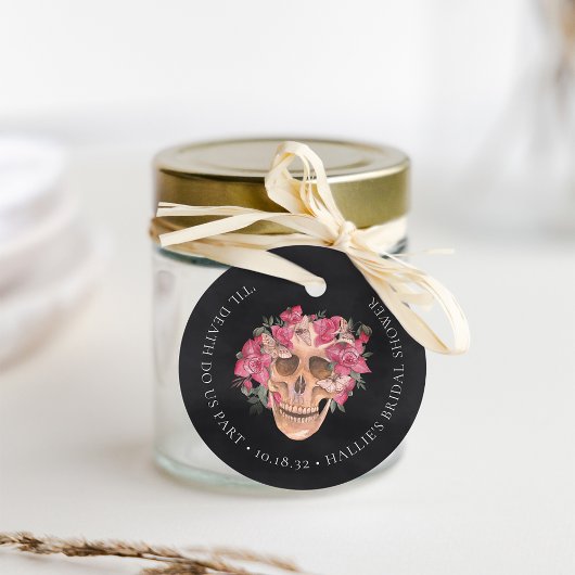 Étiquettes Cadeau Fête des mariées d'Halloween à l'orchidée rose