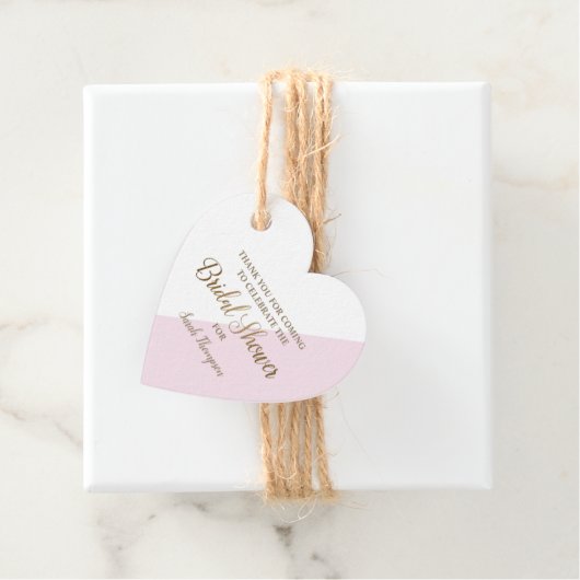 Étiquettes Cadeau Fête des mariées d'or rose moderne de coeur (En situation)