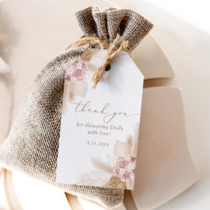 Étiquettes-cadeau Fête des mariées en laiton de Boho Pampas
