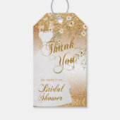 Étiquettes-cadeau Fête des mariées en Parties scintillant or | MERCI (Devant)