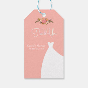 Étiquettes-cadeau Fête des mariées Favoriser Tags, Gown & Floral Ros
