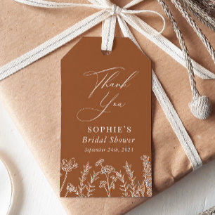 Étiquettes-cadeau Fête des mariées Fleur sauvage orange brûlé Favori