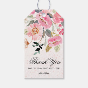 Étiquettes-cadeau Fête des mariées Fleur sauvage rose chic préférée
