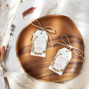 Étiquettes-cadeau Fête des mariées Fleur sauvage rustique