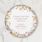 Étiquettes Cadeau Fête des mariées Fleur sauvage violette Merci pers (Devant)