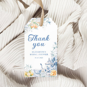 Étiquettes-cadeau Fête des mariées Floral Blue Tea Party