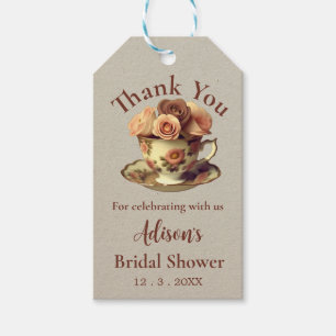 Étiquettes-cadeau Fête des mariées Floral Gold Vintage Tea Party