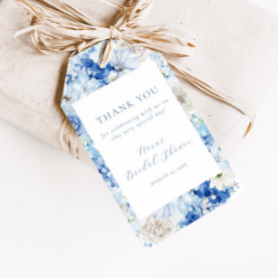Étiquettes-cadeau Fête des mariées Florale Bleue
