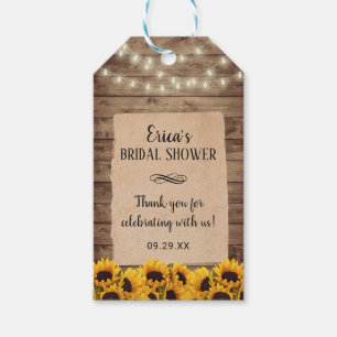 Étiquettes-cadeau Fête des mariées florale de tournesol rustique Fav