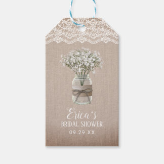 Étiquettes-cadeau Fête des mariées florale pour bébé rustique