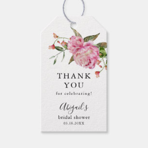 Étiquettes-cadeau Fête des mariées florale rose