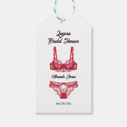 Étiquettes-cadeau Fête des mariées Lingerie rouge (Devant)