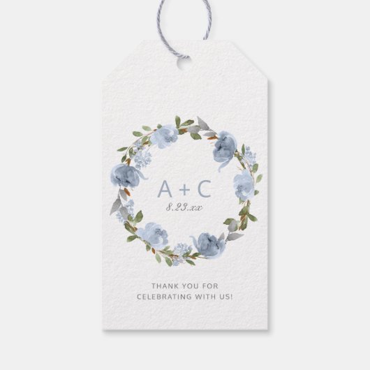 Étiquettes-cadeau Fête des mariées mariage Favoriser Merci Dusty Blu (Dos)