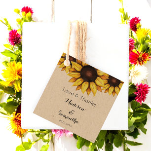 Étiquettes Cadeau Fête des mariées Mariage tournesol Rustic Kraft