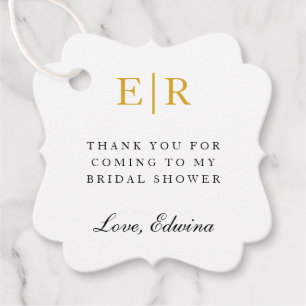 Étiquettes Cadeau Fête des mariées Merci Elegant Gold Monogram