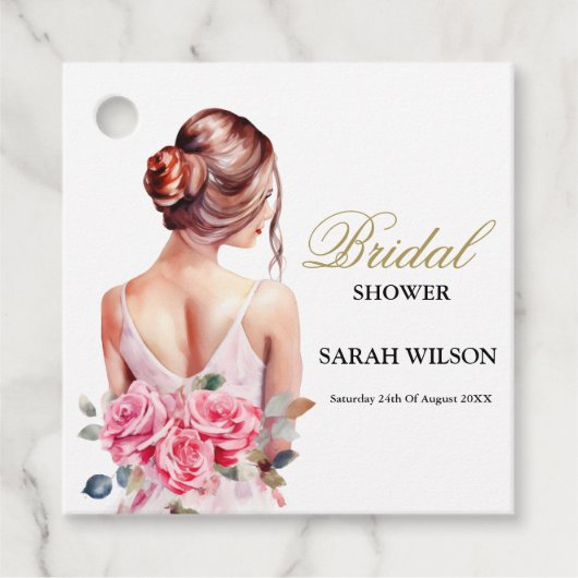 Étiquettes Cadeau Fête des mariées moderne Mariage aquarelle (Devant)