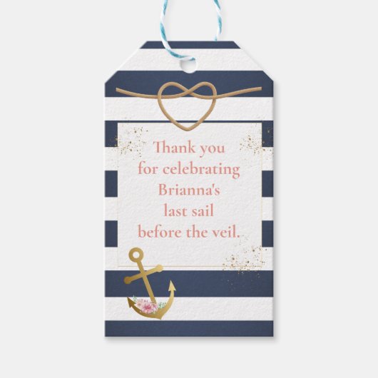 Étiquettes-cadeau Fête des mariées nautique (Devant)