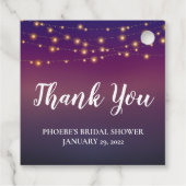 Étiquettes Cadeau Fête des mariées Purple Soirée Sky String Lumières (Dos)