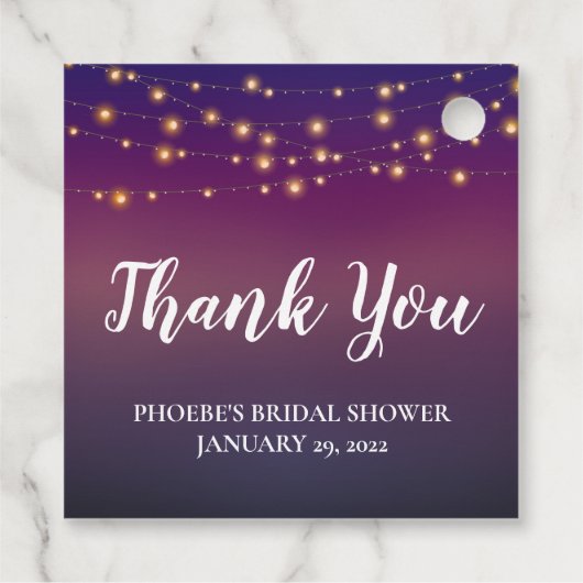 Étiquettes Cadeau Fête des mariées Purple Soirée Sky String Lumières (Dos)