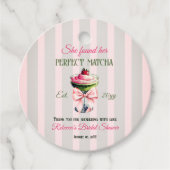 Étiquettes Cadeau Fête des mariées Retro Strawb Parfaite Matcha Rose (Devant)