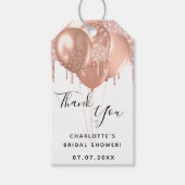 Étiquettes-cadeau Fête des mariées rose or blanc ballon merci (Devant)