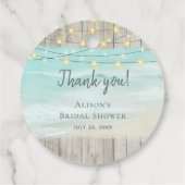 Étiquettes Cadeau Fête des mariées Rustic Beach Wood String (Dos)