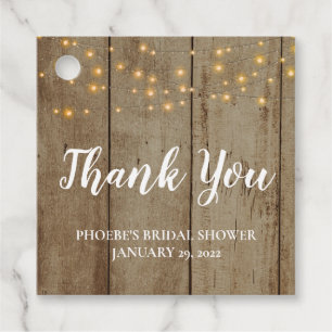 Étiquettes Cadeau Fête des mariées rustique Faux Wood